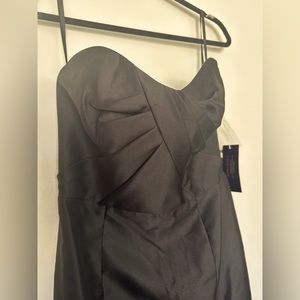 Black Strapless Draped Bodice Trumpet Gown